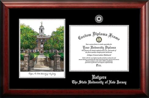 صور الحرم الجامعي NCAA Rutgers Scarlet Knights إطار ميدالية فضية للجنسين جامعة روتجرز، جامعة ولاية نيو جيرسي، إطار دبلوم فضي منقوش مقاس 11 عرض × 8.5 ارتفاع، بني، مقاس واحد in Saudi Arabia