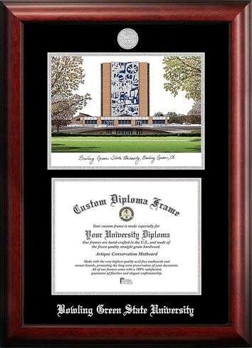 Campus Images NCAA Bowling Green Falcons Unisex Silver Medallion FrameBowling Green State 11w x 8.5h Silver Embossed Diploma Frame Lithograph, Brown, One Size in Saudi Arabia