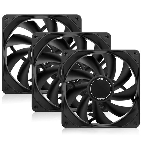 3 عبوات من مراوح علبة الكمبيوتر السوداء مقاس 120 مم، مراوح تبريد هواء عالية الأداء منخفضة الضوضاء 4 دبابيس 1200 دورة في الدقيقة مع 8 مخمدات مضادة للاهتزاز in Kuwait