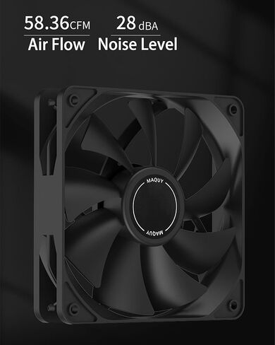 3 عبوات من مراوح علبة الكمبيوتر السوداء مقاس 120 مم، مراوح تبريد هواء عالية الأداء منخفضة الضوضاء 4 دبابيس 1200 دورة في الدقيقة مع 8 مخمدات مضادة للاهتزاز in Kuwait