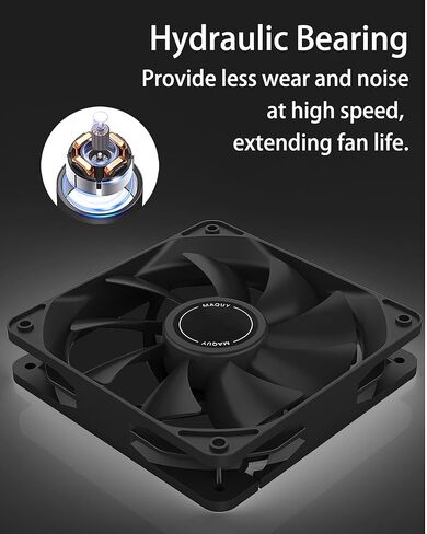 3 عبوات من مراوح علبة الكمبيوتر السوداء مقاس 120 مم، مراوح تبريد هواء عالية الأداء منخفضة الضوضاء 4 دبابيس 1200 دورة في الدقيقة مع 8 مخمدات مضادة للاهتزاز in Kuwait