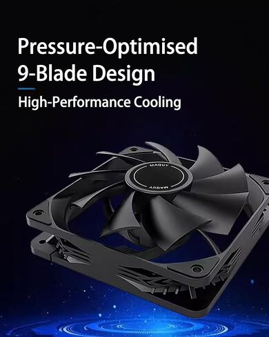 3 عبوات من مراوح علبة الكمبيوتر السوداء مقاس 120 مم، مراوح تبريد هواء عالية الأداء منخفضة الضوضاء 4 دبابيس 1200 دورة في الدقيقة مع 8 مخمدات مضادة للاهتزاز in Kuwait