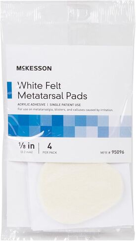 وسادة مشط القدم البيضاء من McKesson Pedi-Pad مقاس 106-L 1/8 بوصة لاصقة سميكة للقدم 95096، 4 قيراط in Saudi Arabia