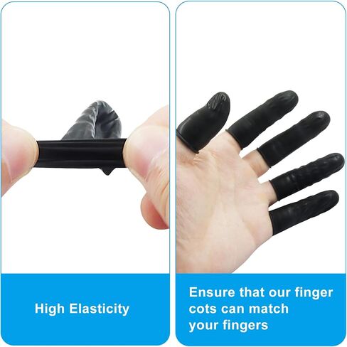 Piutouyar Black Latex Finger Cots, 200 Pack Disposable Finger Thumb Gloves Latex Thumb Protector Fingertip Sleeves Protectors in Saudi Arabia