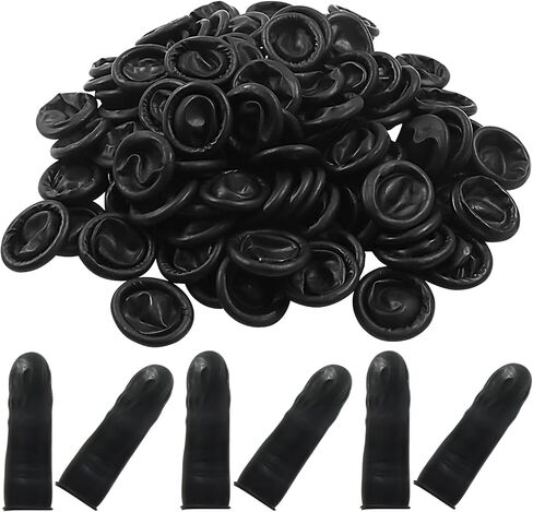 Piutouyar Black Latex Finger Cots, 200 Pack Disposable Finger Thumb Gloves Latex Thumb Protector Fingertip Sleeves Protectors in Saudi Arabia