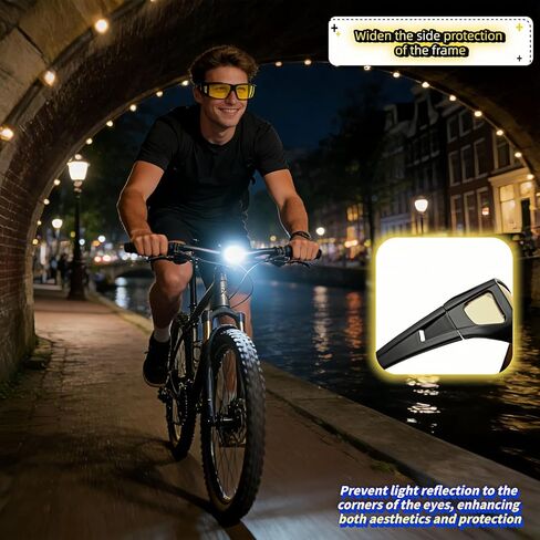 نظارات القيادة الليلية للرجال والنساء، نظارات مستقطبة عالية الدقة صفراء مضادة للتوهج مع حقيبة تخزين، تصميم ملفوف للقيادة وركوب الدراجات وصيد الأسماك in Kuwait