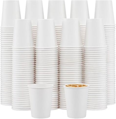 Clawsoff 300 Count - 12 oz Paper Coffee Cups, Disposable Coffee Cups 12 oz, Thickened White Paper Cups for Hot or Cold Beverage, Home, Office, Party, Business, Events in Saudi Arabia