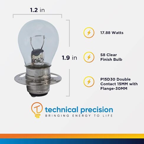 استبدال الدقة التقنية لمصباح التنغستن الحراري العلمي الطيفي 20d 17.88W 6.5V مع اتصال مزدوج P15D30 - لمقياس الطيف الضوئي - عبوة واحدة in Saudi Arabia