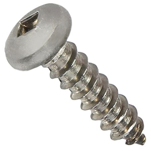 #10 x 1 Pan Head Sheet Metal Screws, Full Thread, Square Drive, Stainless Steel 18-8, Bright Finish, Self-Tapping, Quantity 100 Pieces by Fastenere in Saudi Arabia