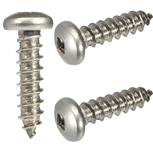 #10 x 1 Pan Head Sheet Metal Screws, Full Thread, Square Drive, Stainless Steel 18-8, Bright Finish, Self-Tapping, Quantity 100 Pieces by Fastenere in Saudi Arabia