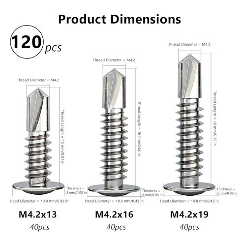 120pcs Pieces of 410 Stainless Steel self Tapping Screws, with M4.2 Lengths Available as a Combination kit, Suitable for Metal, Wood, and Repair，Silvery in Saudi Arabia