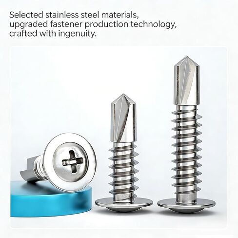 120pcs Pieces of 410 Stainless Steel self Tapping Screws, with M4.2 Lengths Available as a Combination kit, Suitable for Metal, Wood, and Repair，Silvery in Saudi Arabia