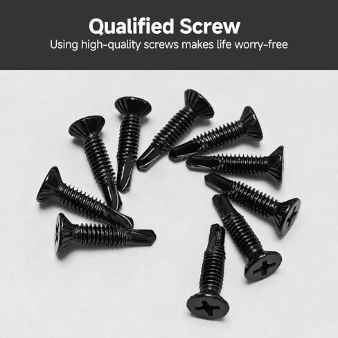 Mywish 400Pcs #8 x 3/4 Flat Head Sheet Metal Screws, 410 Stainless Steel Black Oxided Self Tapping Screws Self-Drilling Screw for Metal Aluminum, Windows, Ceilings, Sliding Doors, Railings in Saudi Arabia