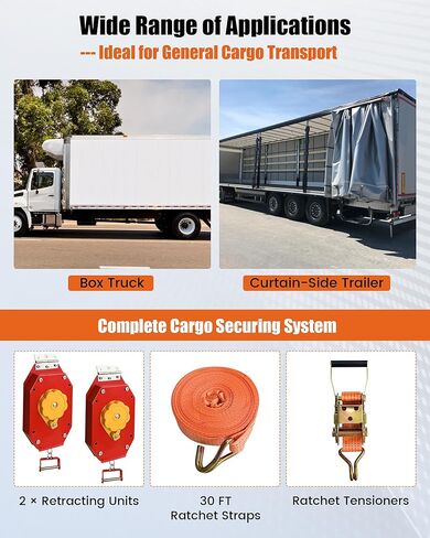 Cargo Strap Positioning & Retracting System Fit for Box Trucks & Curtain-Side Trailers,Retractable Ratchet Straps, Cargo Strapping//Securing Cargo from the Ground//Automatic Retraction in Saudi Arabia