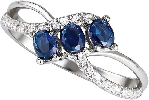 925 الفضة الاسترليني مطلي القطع الناقص هالو 3 حجر خاتم الخطوبة للنساء، الأزياء مقلد الياقوت الأزرق مكعب زركونيا تشيكوسلوفاكيا بيان خاتم كوكتيل خاتم الزواج للمرأة حجم 10 # in Kuwait