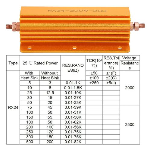 200 واط 2Ohm 2R مقاوم عالي الطاقة من الألومنيوم مع فتحة، لوحة إلكترونيات صناعية لإمدادات الطاقة، المصعد، صوت المسرح in Kuwait
