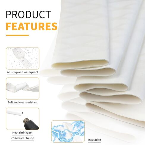 Heat Shrink Tubing, 3.28ft X-Tube Heat Shrink Tube for Fishing Rod Grips Handle and Sports Racquets Paddle Handles, Heat-Shrink Tubing Non Slip Waterproof (1, White, Dia: 35mm) in Saudi Arabia