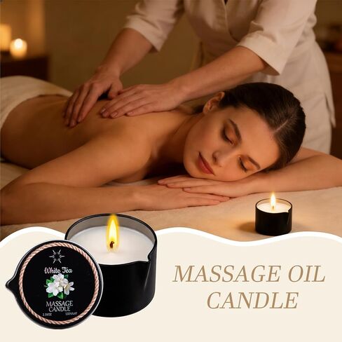 6 Pack Low Temperature Massage Oil Candle Set (2.35 oz Each) - Soy Wax Candles That Melt into Skin-Nourishing Body Oil, 6 Assorted Scents for Home Spa, Massage Therapy, Relaxation, Self-Care & Festive in Saudi Arabia