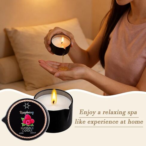 6 Pack Low Temperature Massage Oil Candle Set (2.35 oz Each) - Soy Wax Candles That Melt into Skin-Nourishing Body Oil, 6 Assorted Scents for Home Spa, Massage Therapy, Relaxation, Self-Care & Festive in Saudi Arabia