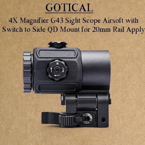 4X Magnifier G3Sight Scope Airsoft with Switch to Side QD Mount for 20mm Rail Apply for Red dot Zooms with 3X of Power Shockproof (Black - 4X Sight Scope) in Saudi Arabia