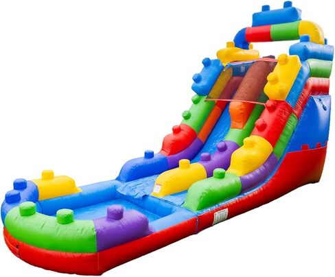 Herokiddo Ocean Wave 16 'شريحة مياه قابلة للنفخ من الدرجة التجارية مع حمام سباحة وتصريف وتصريف للأطفال والبالغين (مع منفاخ) ، داخلي في الهواء الطلق ، حفلة عيد ميلاد ، جودة الإيجار ، قابلة للنفخ الكبيرة in Kuwait