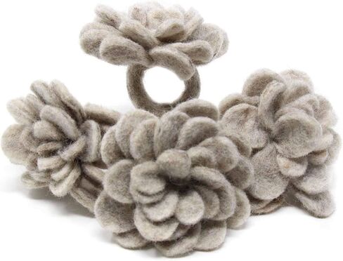 Global Crafts Handmade Felt Napkin Rings Set from Nepal, 4-Pack, Pumpkin Multicolor in Kuwait