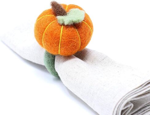 Global Crafts Handmade Felt Napkin Rings Set from Nepal, 4-Pack, Pumpkin Multicolor in Saudi Arabia