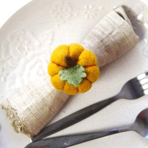 Global Crafts Handmade Felt Napkin Rings Set from Nepal, 4-Pack, Pumpkin Multicolor in Saudi Arabia