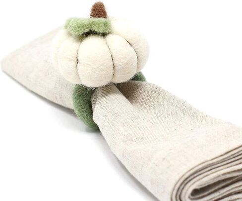 Global Crafts Handmade Felt Napkin Rings Set from Nepal, 4-Pack, Pumpkin Multicolor in Saudi Arabia