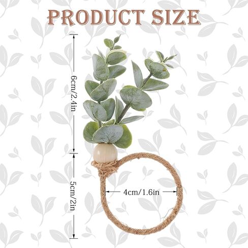 6 Pcs Rustic Farmhouse Napkin Rings, Green Boho Leaf Napkin Rings Eucalyptus Wooden Bead Napkin Rings Holder for Spring Fall Family Banquet Easter Thanksgiving Christmas Wedding Table Decor in Saudi Arabia
