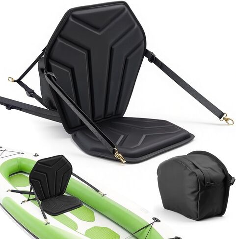 VEVOR Kayak Seat, Universal Paddle Board Seat with Adjustable Back Support, Multiple Thickness Options (0.5" to 2.6"), Soft Padded Cushion & Storage Bag for SUP, Canoe, Fishing Boat, Inflatable Kayak in Saudi Arabia
