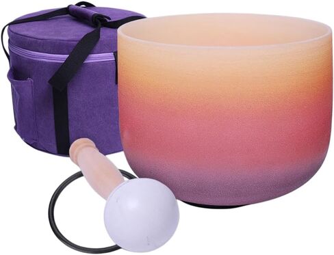 ENERGYSOUND Rainbow Colored Frosted E Note Solar Plexus Chakra Quartz Crystal Singing Bowl 8 inch in Saudi Arabia