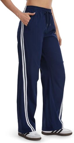 Women's 30/32/34/36 Tall Inseam Track Pants Wide Leg Parachute Pants Lightweight Casual Striped Pants Y2K in Kuwait