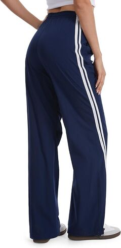 Women's 30/32/34/36 Tall Inseam Track Pants Wide Leg Parachute Pants Lightweight Casual Striped Pants Y2K in Kuwait