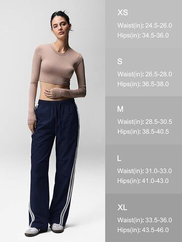 Women's 30/32/34/36 Tall Inseam Track Pants Wide Leg Parachute Pants Lightweight Casual Striped Pants Y2K in Kuwait