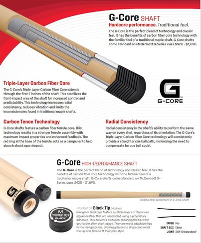عمود McDermott G338 Pool Billiard Cue G-Core، مع حافظة صلبة in Kuwait