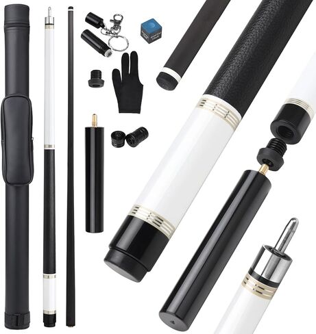 Carbon Fiber Pool Cue Stick with 12.5mm Tips Professional Pool Stick for Adults Low Deflection Pool Cue Full Carbon PRO Taper Shaft, Genuine Leather Wrap, Uni-Loc Joint, 58inch, 19oz in Kuwait