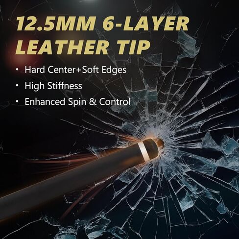 Carbon Fiber Pool Cue Stick with 12.5mm Tips Professional Pool Stick for Adults Low Deflection Pool Cue Full Carbon PRO Taper Shaft, Genuine Leather Wrap, Uni-Loc Joint, 58inch, 19oz in Kuwait