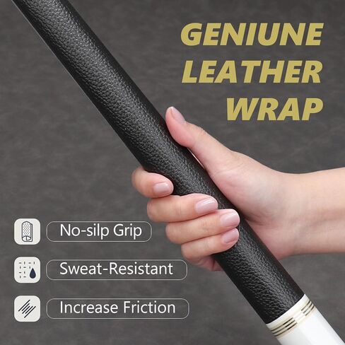 Carbon Fiber Pool Cue Stick with 12.5mm Tips Professional Pool Stick for Adults Low Deflection Pool Cue Full Carbon PRO Taper Shaft, Genuine Leather Wrap, Uni-Loc Joint, 58inch, 19oz in Kuwait