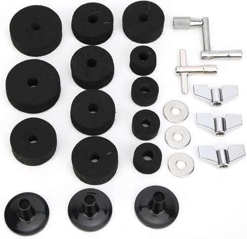 23Pcs Drum Felt Pad Cymbal Kit Non Slip Strong Durable Protection Improve Sound Quality Performance Drummers (Grey) in Saudi Arabia