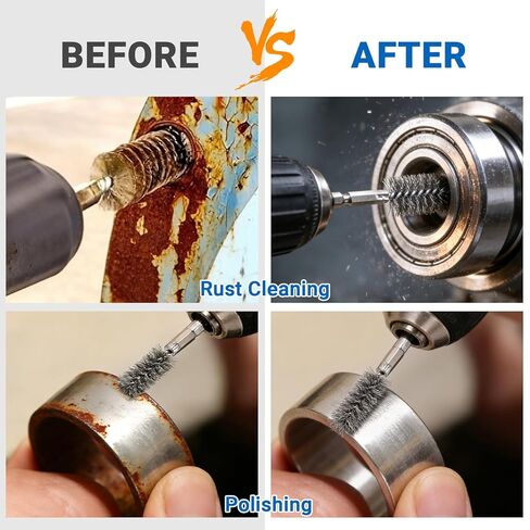 مجموعة فرش من الفولاذ المقاوم للصدأ مكونة من 12 قطعة من وايونا (5/16 بوصة - 1-3/16 بوصة)، فرش سلكية لإزالة الصدأ، مرفق فرشاة سلك الحفر للتنظيف بساق سداسية 1/4 بوصة in Kuwait