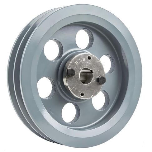 2BK80H/H-7/8 Compressor 7.75" Dual Groove Pulley - for Masterdrive Mechanical Power Transmis Part - Cast Iron V-Belt Pulley Replacement/Belt B Section 5L with 7/8" Sheave Bushing - Gray Solid Steel in Saudi Arabia
