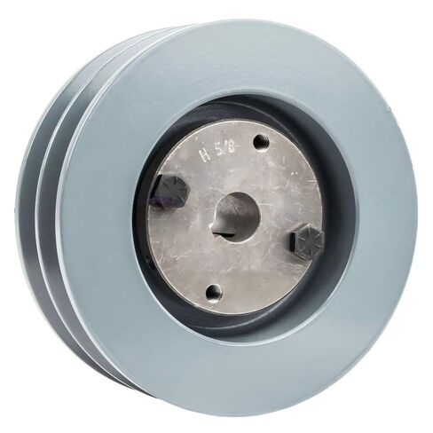 2BK52H/H-5/8 Compressor 5" Dual Groove Pulley 2 Belt B Section 5L - for Masterdrive Mechanical Power Transmission Part - Cast Iron V-Belt Pulley Replacement w/ 5/8" Sheave Bushing - Gray Solid Steel in Saudi Arabia