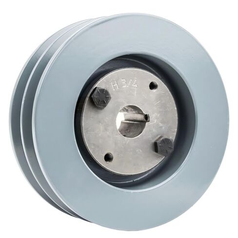 2BK52H/H-3/4 Compressor 5" Dual Groove Pulley - for Masterdrive Mechanical Power Transmission Part - Cast Iron V-Belt Pulley Replacement / 2 Belt B Section 5L w/ 3/4" Sheave Bushing- Gray Solid Steel in Saudi Arabia