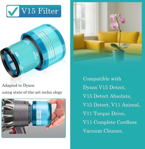 مناسبة لـ Dyson V15/V11/SV14 مكنسة كهربائية لاسلكية محمولة بفلتر hepa عنصر فلتر أخضر اثنين من فرشاة التنظيف واحدة in Kuwait