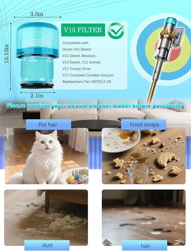 مناسبة لـ Dyson V15/V11/SV14 مكنسة كهربائية لاسلكية محمولة بفلتر hepa عنصر فلتر أخضر اثنين من فرشاة التنظيف واحدة in Kuwait