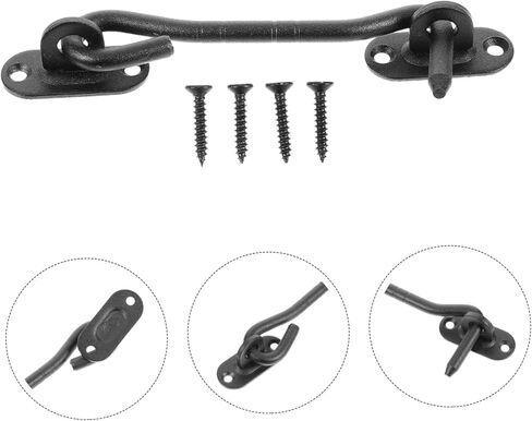 TEHAUX 2Sets Stainless Steel Hook Latch for Doors Windows Heavy Duty Wind Hook with Screws for Cabin Garage Doors Easy Installation Maintenance in Saudi Arabia