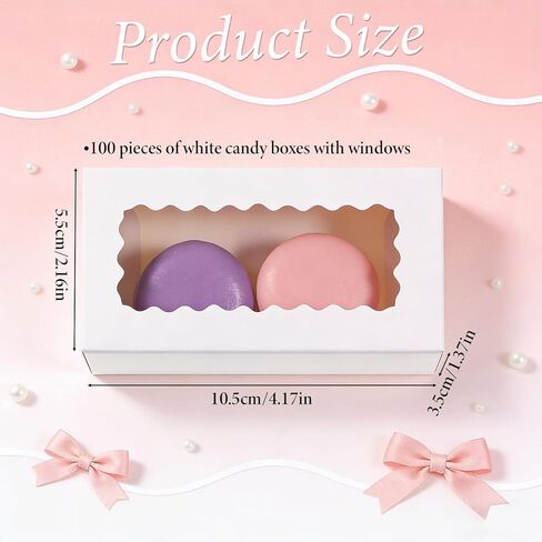100 قطعة من علب هدايا الماكرون البيضاء لشخصين، صناديق حلوى صغيرة مقاس 4.17 × 2.16 × 1.37 بوصة صندوق خامات مغطى بالشوكولاتة تغليف الماكرون لحفلات الزفاف in Kuwait