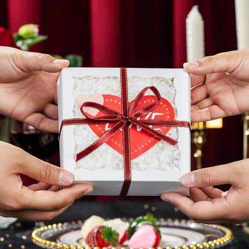 Romantic Baking 40 Pack 5" x 5" x 1 1/5" Cookies Tuck Boxes Heart Hot Chocolate Bombs Macaron Bakery Boxes with Window in Kuwait