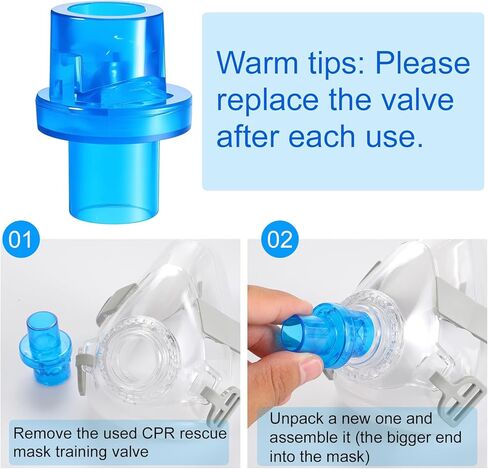 200 PCS CPR One Way Valves for Training Mask, Blue CPR Training Valves Fit Most Masks, Individually Wrapped (Blue) in Saudi Arabia